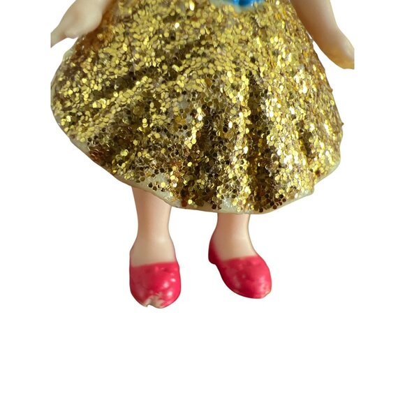 Disney Princess Snow White Mini Figure Poseable Doll Gold Glitter Dress Crown - Picture 3 of 5